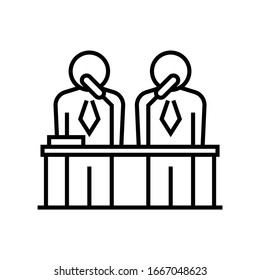 Icono de línea de dos altavoces, signo de concepto, ilustración de vector de contorno, símbolo lineal.