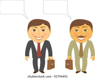 two speaking mans different nation with portfolio and space for text