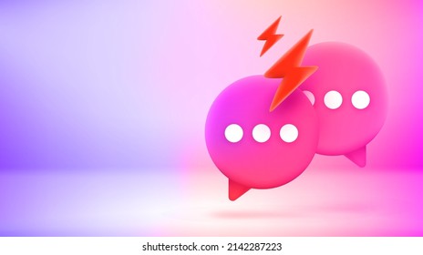 Two Speech Balloons. Bad Conversation Concept. Vector 3d Banner With Copy Space