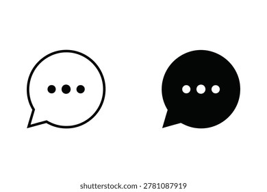 Two speech bubble icons, one filled black and one outlined white, both with three dots inside. Represents communication or waiting.