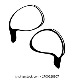 Two speech bubble quick ink sketch. Rounded, oval shapes. Vector illustration. Black lines on a white background.