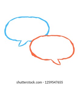 Two speech bubble sign drawing by paint brushstroke. This design graphic element is saved as a vector illustration