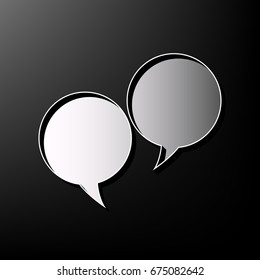 Two speech bubble sign. Vector. Gray 3d printed icon on black background.