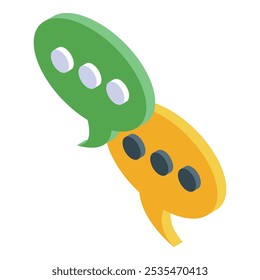 Two speech bubbles communicating showing online chatting between colleagues