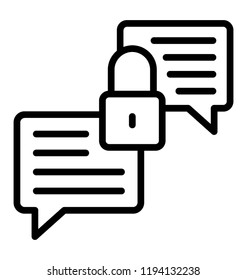 Two speech bubbles are connected with lock depicting chat lock concept 