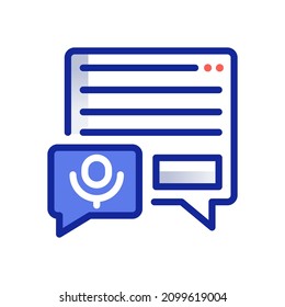 two speech bubbles conversation with mic and text icon
