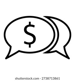 Two speech bubbles with a dollar sign symbolizing financial conversation isolated on white background, Vector
