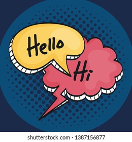 two speech bubbles drawn with hi and hello message