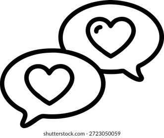 Two speech bubbles with hearts, typically symbolizing communication and affection.
