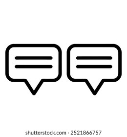 Two speech bubbles with horizontal lines representing dialogue or conversation.