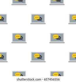 Two speech bubbles on a laptop pattern seamless background in flat style repeat vector illustration