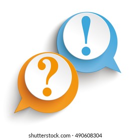 Two speech bubbles with question and answer on the white background. Eps 10 vector file.