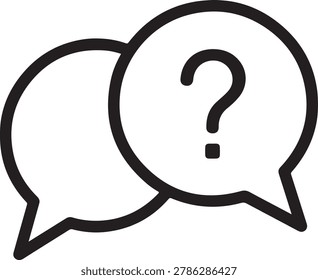 Two speech bubbles with question mark icon for discussion and communication online symbol