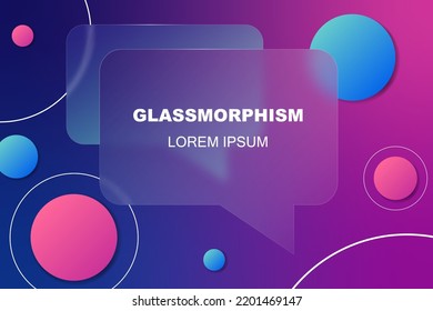 Two speech bubbles are superimposed on each other in glassmorphism style with gradient, blur and transparency. For business and advertising.