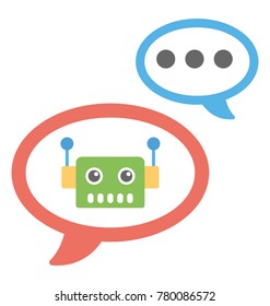 Two speech bubbles symbolising chatbot flat vector icon