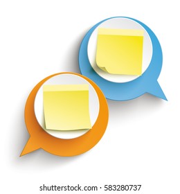 Two speech bubbles with yellow sticks on the white background. Eps 10 vector file.