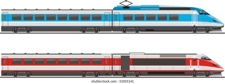 two speed locomotives with passenger coach