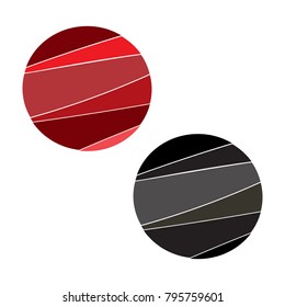 Two spheres cut into parts. Flat design, vector.