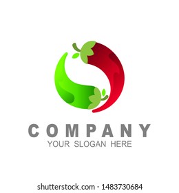 Two spicy chili logos, circular logo with chili design