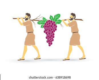 Two spies of Israel carrying grapes of Canaan graphic vector