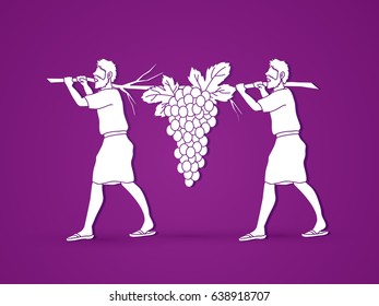 Two Spies Of Israel Carrying Grapes Of Canaan Graphic Vector