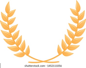 Two spikelets folded in the shape of a semicircle. Vector illustration on white background.