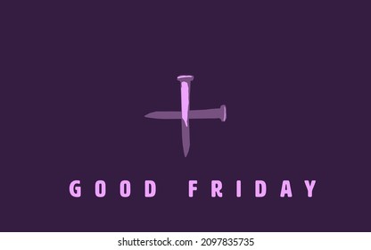 Two spikes forming a cross symbolizing the suffering and crucifixion of Jesus Christ, on purple background with Good Friday