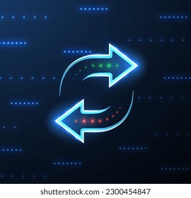 Two spin arrows with green and red dots. Data receive, Digital money send, Currency exchange sign. Web trade symbol. File backup, logistic move, big change logo. Outline icon design