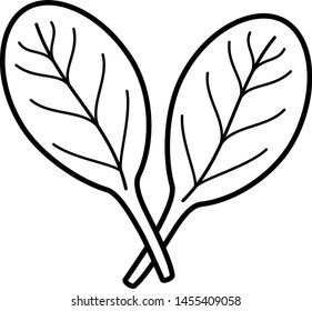 Two spinach leaves icon in outline style