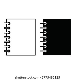 Two spiral bound notebooks one white and one black side by side icon