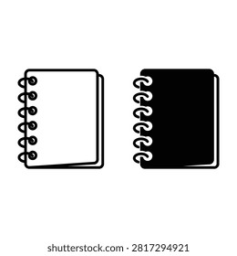 Two spiralbound notebooks shown side by side with one filled black page