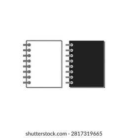 Two spiralbound notebooks shown side by side with one cover white and the other dark gray isolated on transparent background