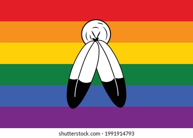 Two Spirit Pride Flag Vector Illustration. Pride Flag Icon. Rainbow Flag.