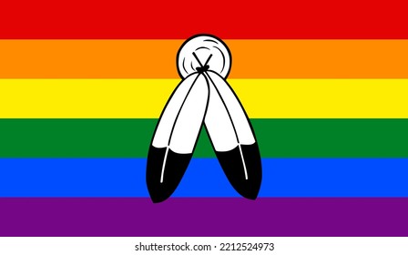 Two Spirit Pride Flag Vector Illustration. LGBT Flag Native American Community Sexual Gender Rights. Indians Lesbian And Gay Culture In United States Of America. 