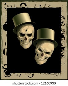 Two spiteful skulls in a framework