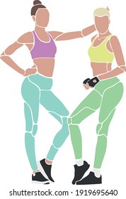 two sporty womans vector illustration