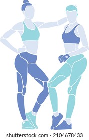 two sporty womans vector illustration