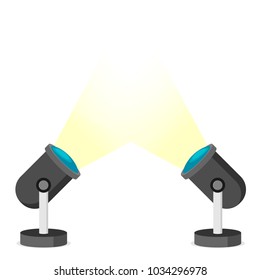 Two Spotlights In Flat Style