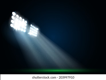 Two spotlights on a football field vector