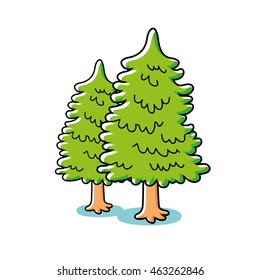 Two spruce trees.