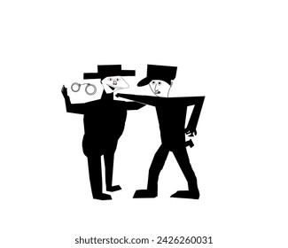Two Spy Detective. Image silhouette isolated on white background.