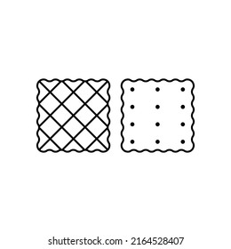 Two square cookies. Front and back view. Vector illustration and icons on a white background. Outline and line style.