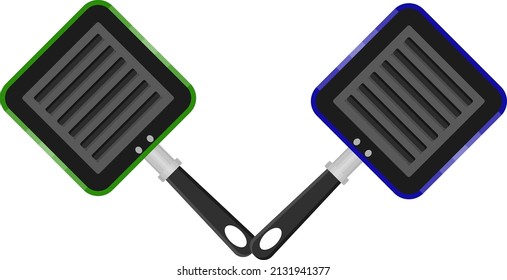 Two square grill pans, illustration, vector on a white background.