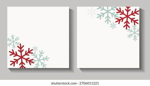Diseño cuadrado de la tarjeta de felicitación del día de fiesta con el copo de nieve