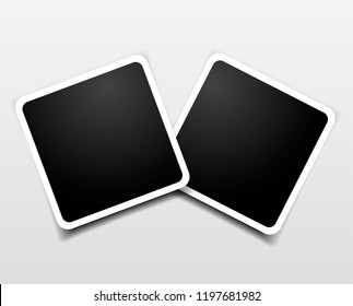 Two Square Photo Frame. Vector Mockup Design