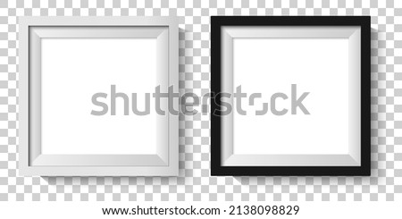 Two square photo frames on a white background. Empty frames. Vector illustration