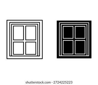 Two square windows with four panes each one black and one white