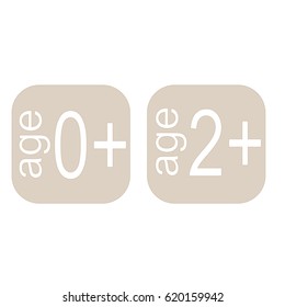 Two squares with text on them referring to age