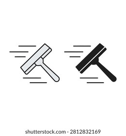 Two squeegees in motion, one black and one white, for cleaning windows and surfaces efficiently.