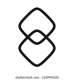 Two squircle stroke rounded square icon. A geometric shape that is a mathematical intermediate between a square and a circle. Isolated on white background.